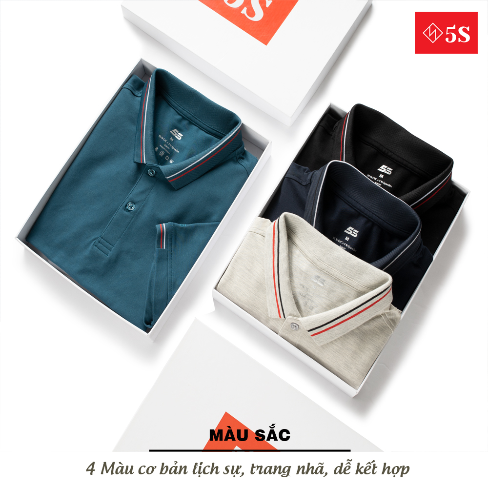 Áo Thun Nam Có Cổ 5S (3 màu) Tay Ngắn, Chất Liệu Thun Cotton Premium Co Giãn, Thấm Hút Mồ Hôi (APC21004)