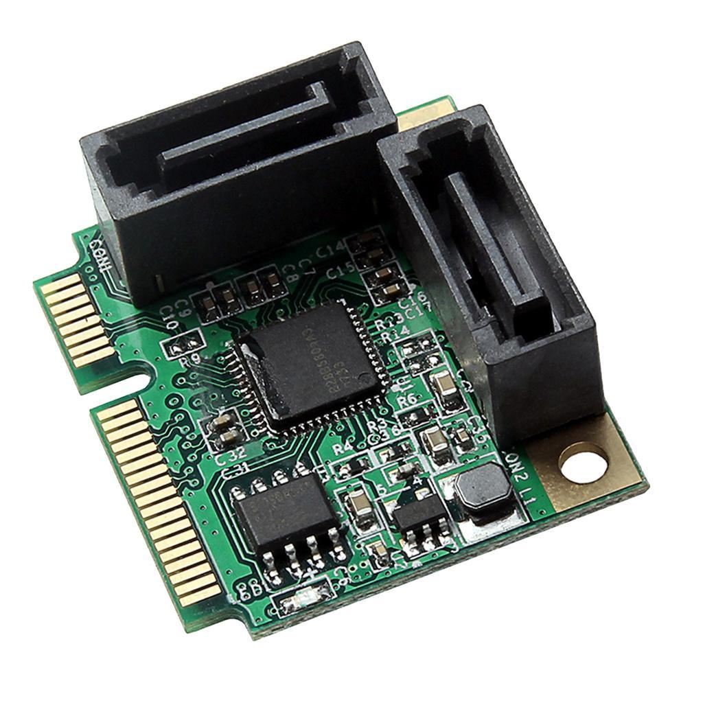 Mini PCIe PCI Express To Dual Ports SATA 3.0 6Gb/s Expansion Card Adapter