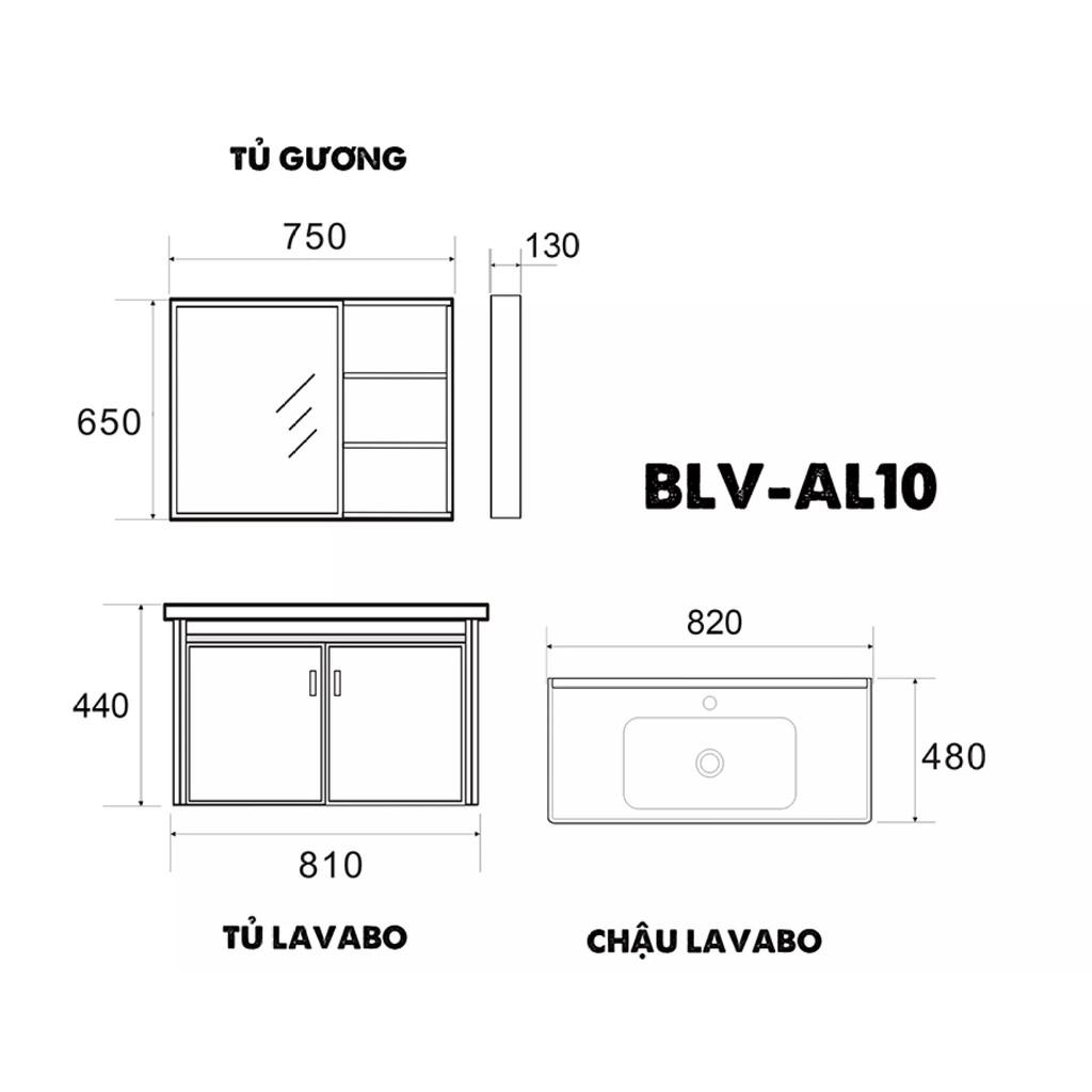 Bộ tủ Lavabo chất liệu Nhôm Aluminium chịu nước Eurolife BLV-AL10 màu Xanh nhạt