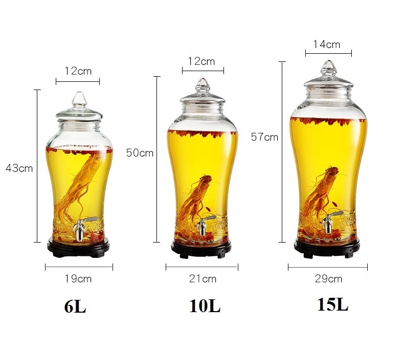 Bình Ngâm 15 Lít Rươu Sâm Thủy Tinh Nạp Phúc