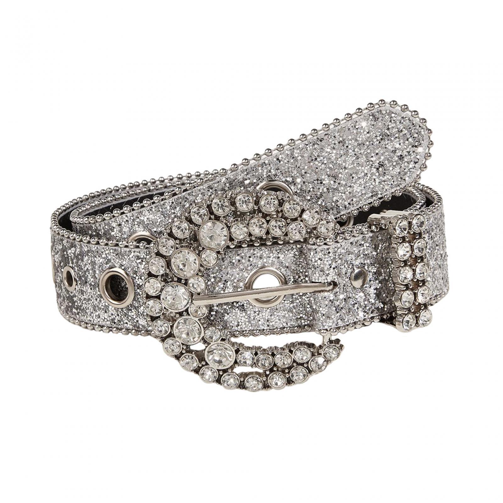 Rhinestone Belt Cowgirl Cowboy for Women Men Pants PU Leather Belt