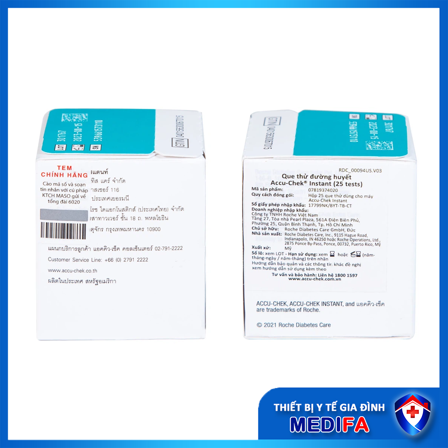 Máy Đo Đường Huyết ACCU-CHEK Instant Tiêu Chuẩn Chính Xác 10/10 Kèm 25 Que Thử &amp; 10 Kim Lấy Máu