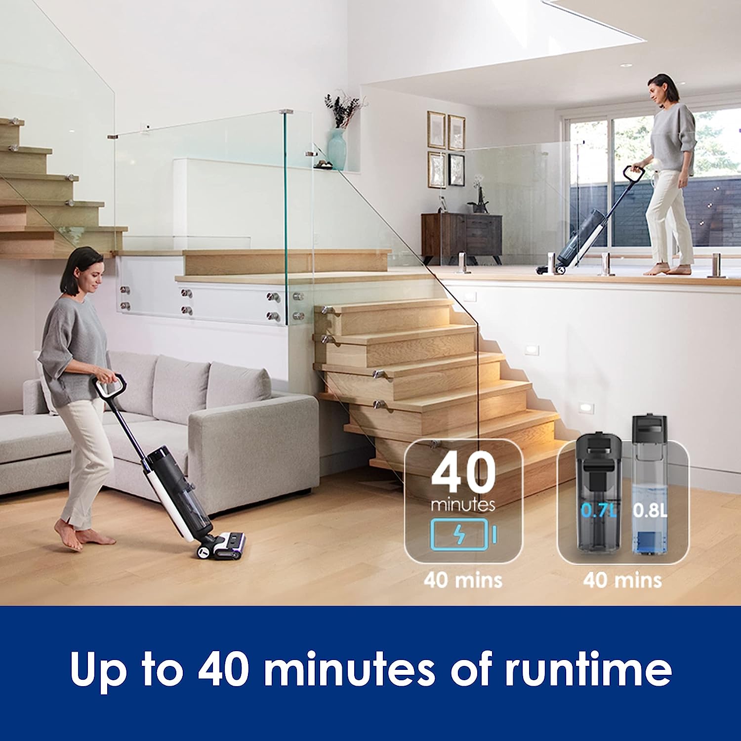 Máy Hút Bụi Lau Sàn Khô Uớt TINECO Floor One S7 PRO Bản Quôc Tế Tự Giặt Giẻ, Diệt Khuẩn, Sấy Khô Tự Động Thương Hiệu Mỹ Lực Hút 15,000 Pa, Công Suất 220 W - Hàng Nhập Khẩu