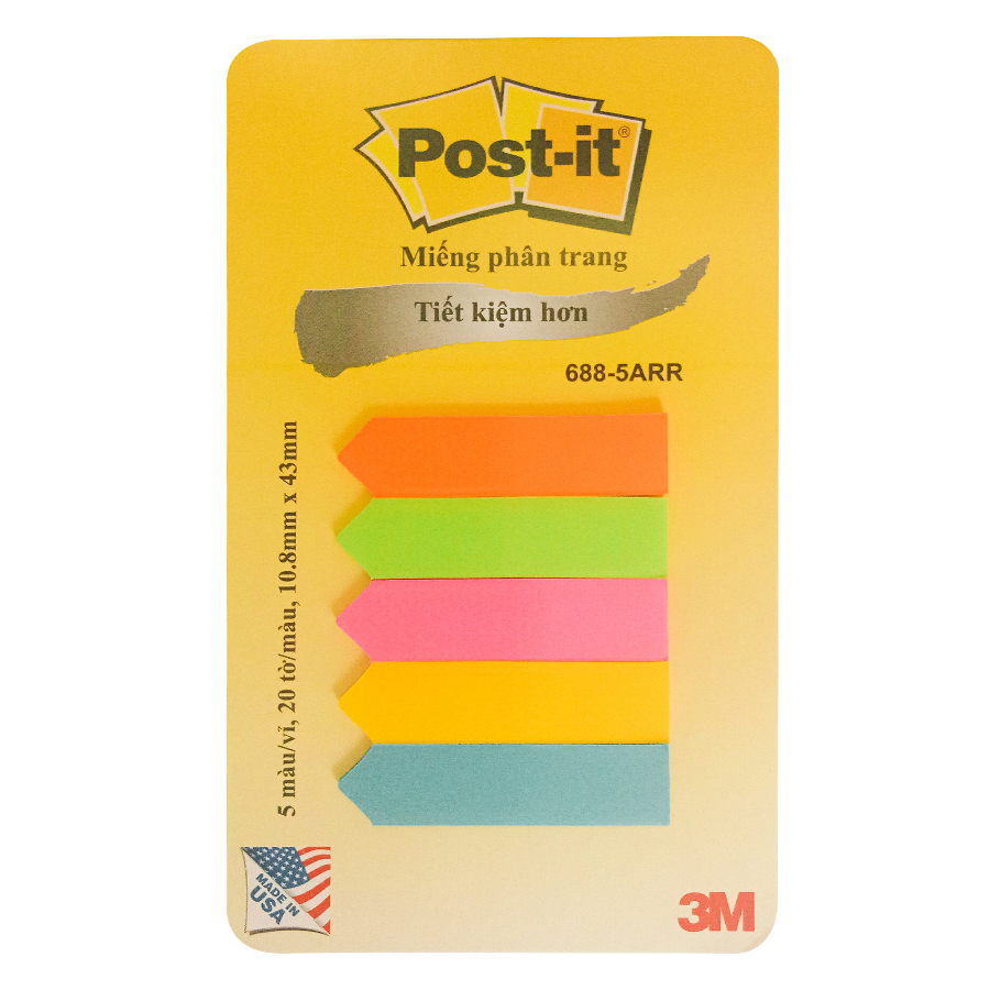 Giấy Phân Trang Mũi Tên 5 Màu Post - It 688-5Arr - 10.8 x 43 mm - 3M