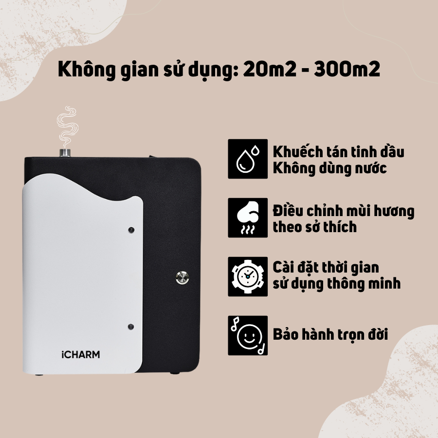 Máy xông tinh dầu, khuếch tán tạo mùi thơm công nghiệp khách sạn, spa, cửa hàng i120 iCHARM