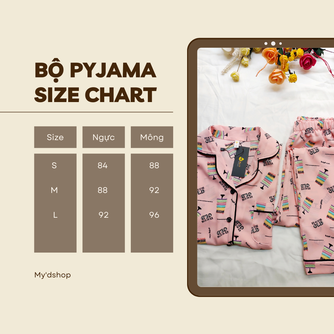 Bộ Pijama Tay Ngắn Quần Dài Lụa Mango Cao Cấp