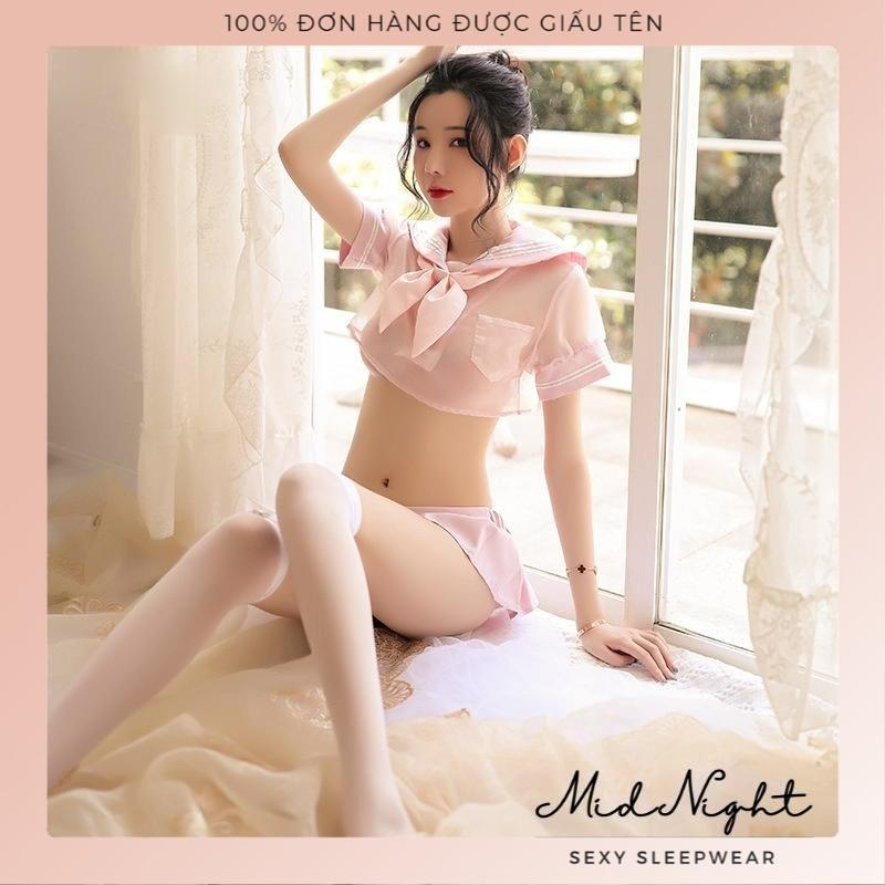 Cosplay Học Sinh Sexy Quyến Rũ Đầy Gợi Cảm Full Phụ Kiện - Bộ Đồ Lót Đồng Phục Cám Dỗ Cho Học Sinh Hư Mid Night Sexy - Màu Đen