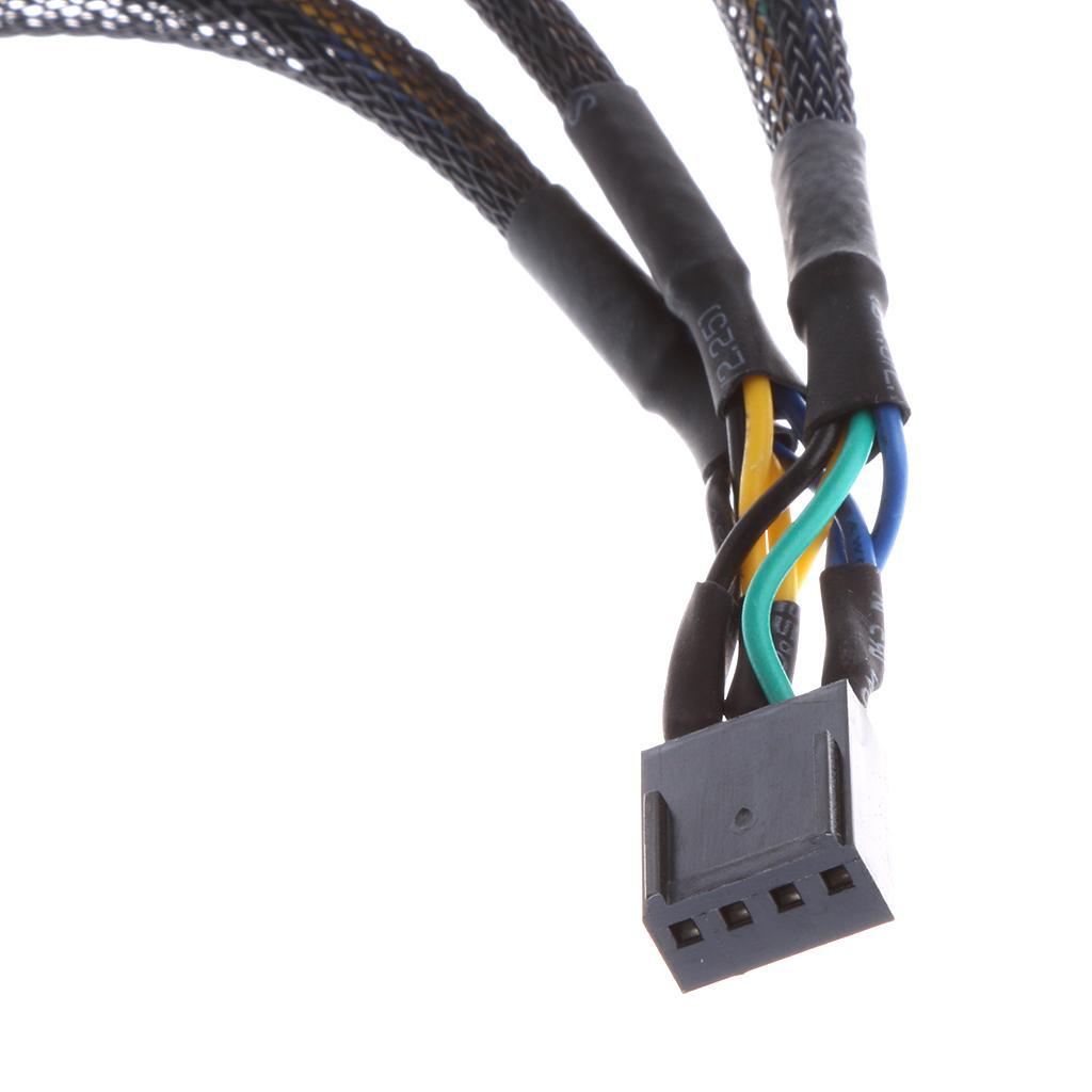 15cm PWM 3/4 pin 3 ways Y Splitter PC Fan Power Cable Cord Black Sleeved