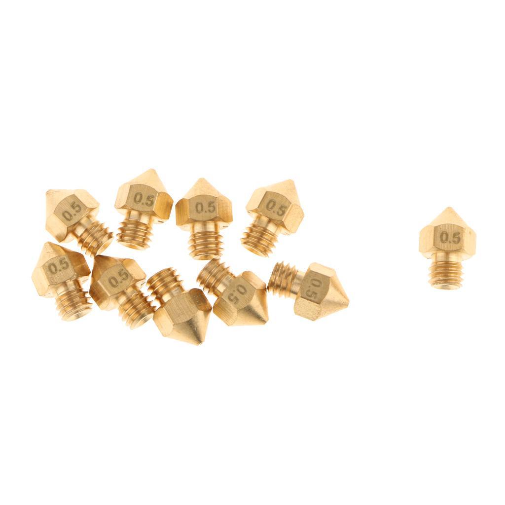 2X 10Piece 3D Printer Extruder Brass Nozzle Print Head for    0.5mm