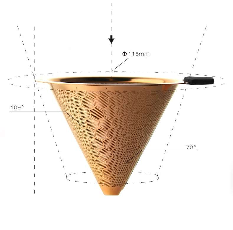 PHỄU LỌC KHÔNG GIẤY BARCAFE DRIPPER HONEYCOMB ROSE GOLD HAND FLUSH FILTER-WITHOUT BASE