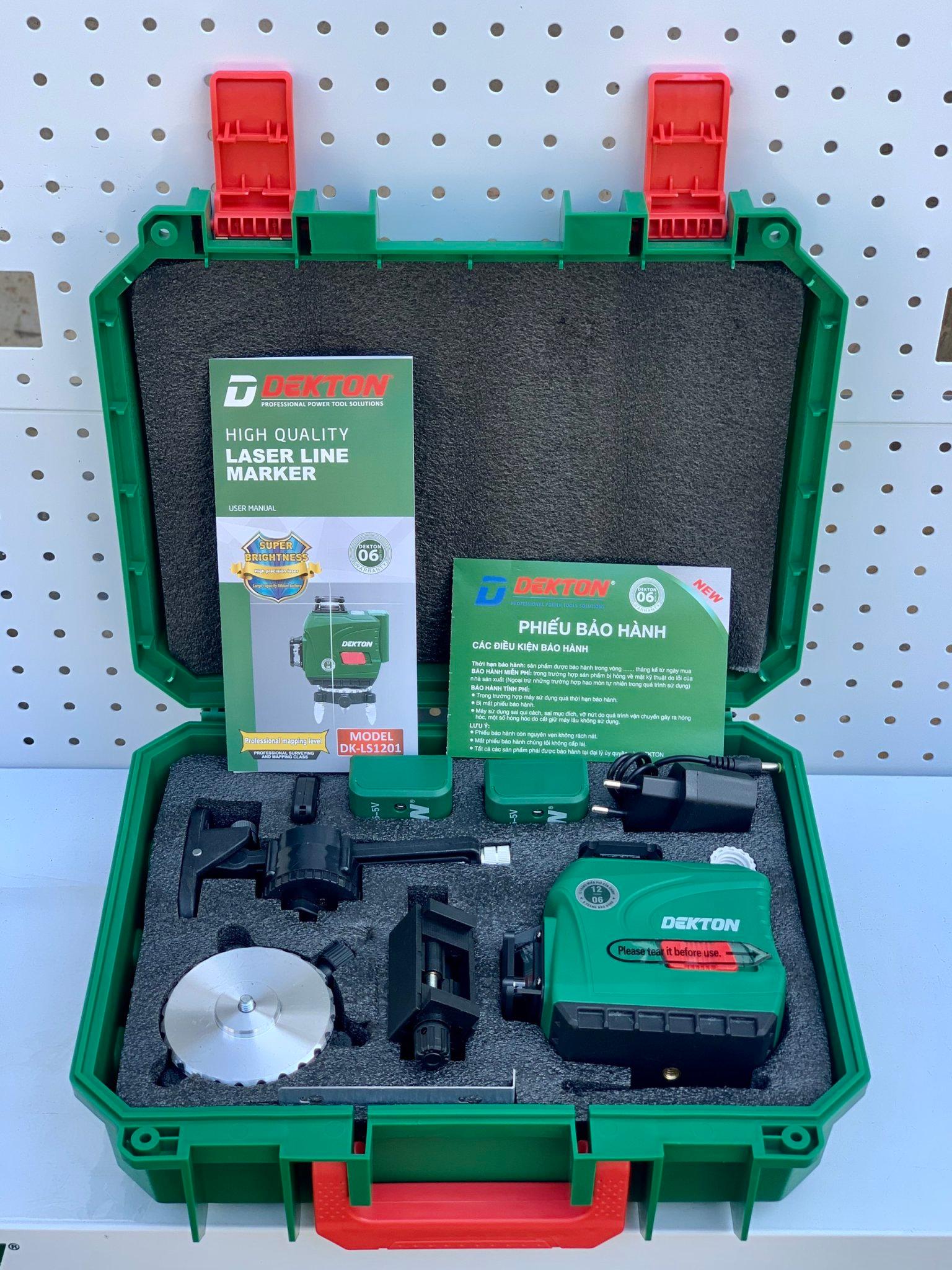 MÁY CÂN BẰNG LASER 12 TIA XANH 3D (REMOTE - 2 PIN 3.6AH) DK-LS1201 DEKTON - HÀNG CHÍNH HÃNG