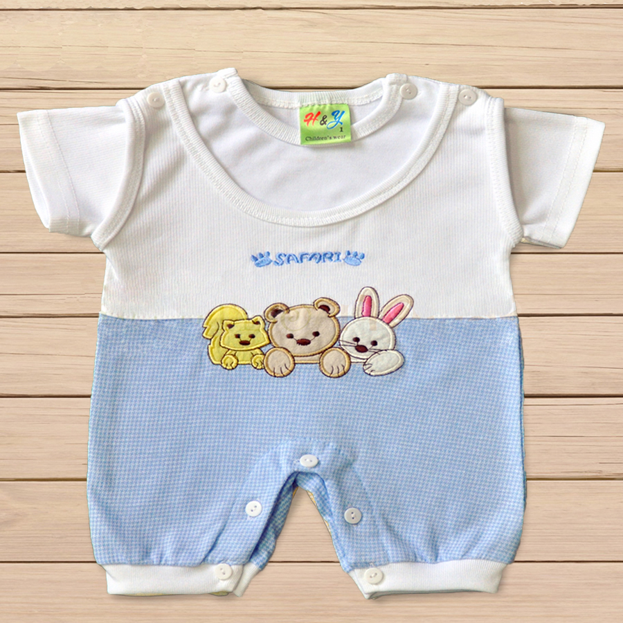Bodysuit sơ sinh ngắn tay Safari đáng yêu cho bé 0-12 tháng