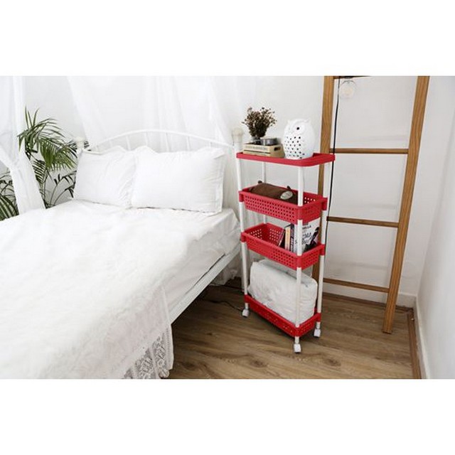 Kệ Di Động Đa Năng Bằng Nhựa Cao Cấp Có Bánh Xe Tokyo Inochi Nhật Bản  - Giao Màu Ngẫu Nhiên