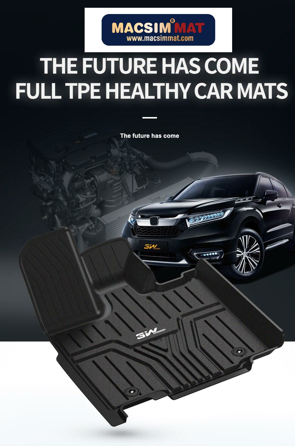 Thảm lót sàn xe ô tô dành cho HONDA ACCORD 2017-đến nay Nhãn hiệu Macsim 3W chất liệu nhựa TPE đúc khuôn cao cấp - màu đen