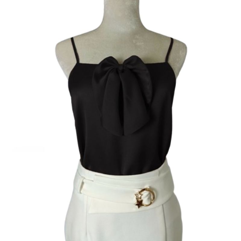 Áo hai dây lụa nữ đính nơ cao cấp mặc trong áo blazer, chất vải mịn, mát - NEW DESIGN AO0045