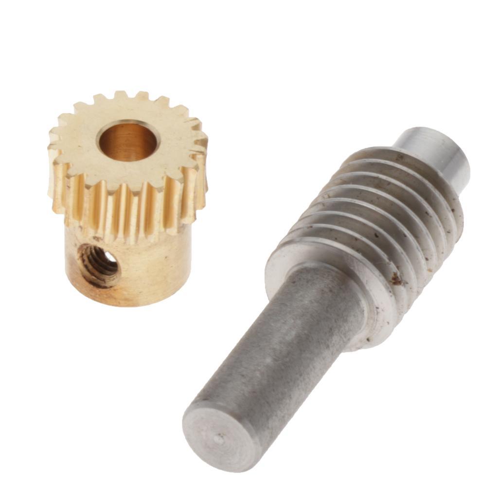 2-4pack 0.5 Modulus Brass Worm Gear Wheel + Gear Shaft Set 20 Tooth