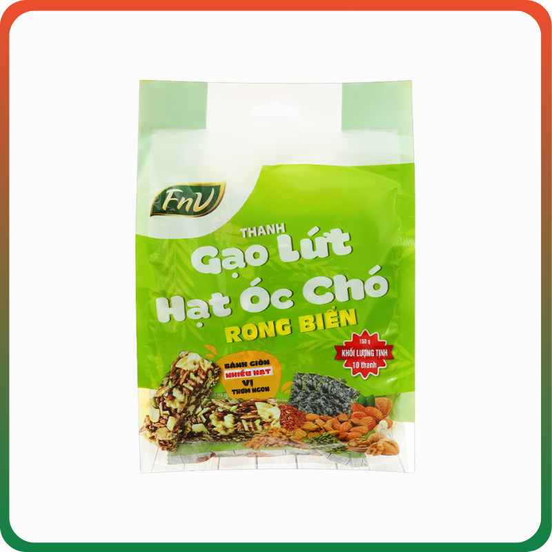 Thanh gạo lứt óc chó rong biển FnV bịch 120g