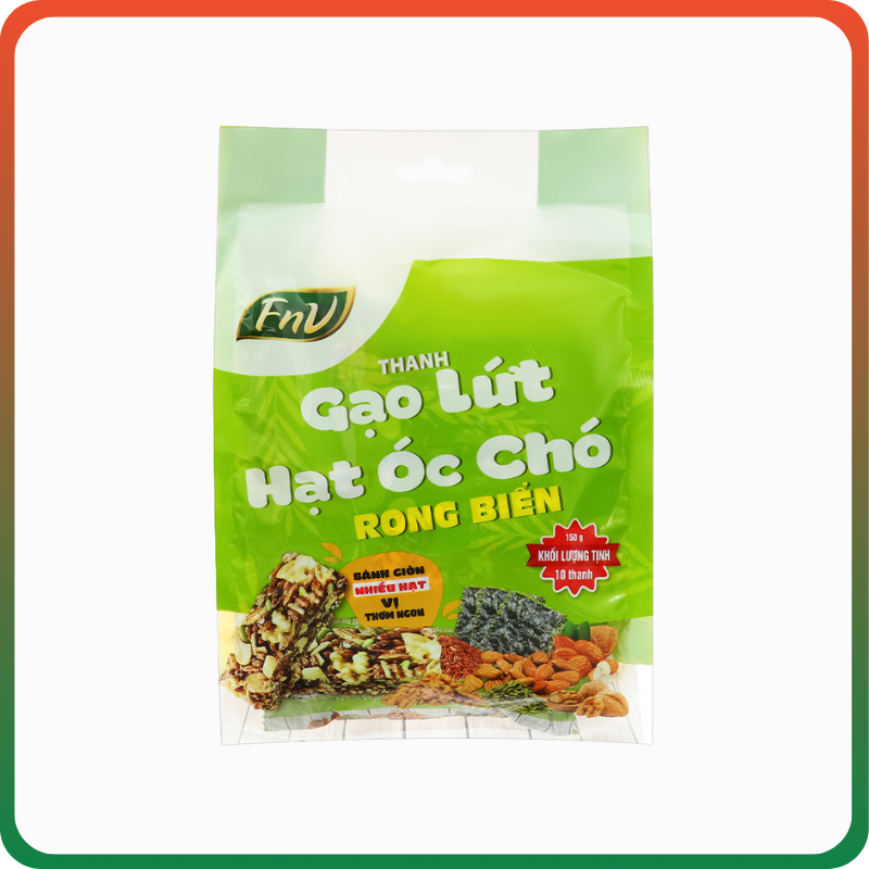 Thanh gạo lứt óc chó rong biển FnV bịch 150g