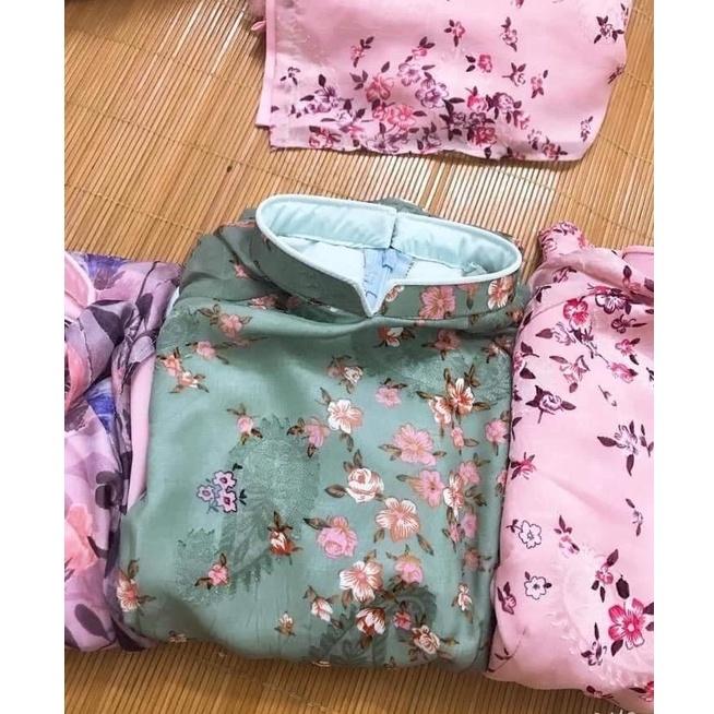Áo Dài Hoa Nhí 4 Tà Truyền Thống Cho Các Nàng Đi Chụp Ngoại Cảnh , Đi Lễ , Đi Hội - Mã A16