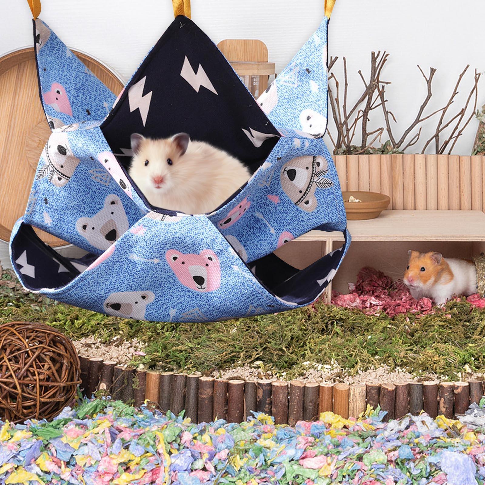 Rat Hanging Bed Summer Hamster Hammock Accessories Multifunctional Cage Toy Cartoon Pattern for Guinea Pig, Chinchillas, Mice, Rats