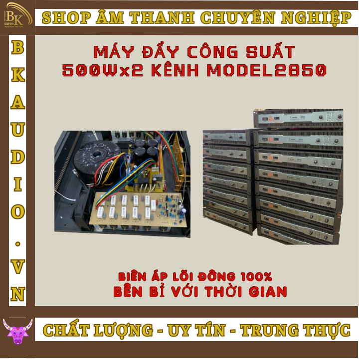 Bộ khuếch đại âm thanh Amply Professional BK 2850 công suất 500w/kênh cao cấp cho âm thanh cực đỉnh