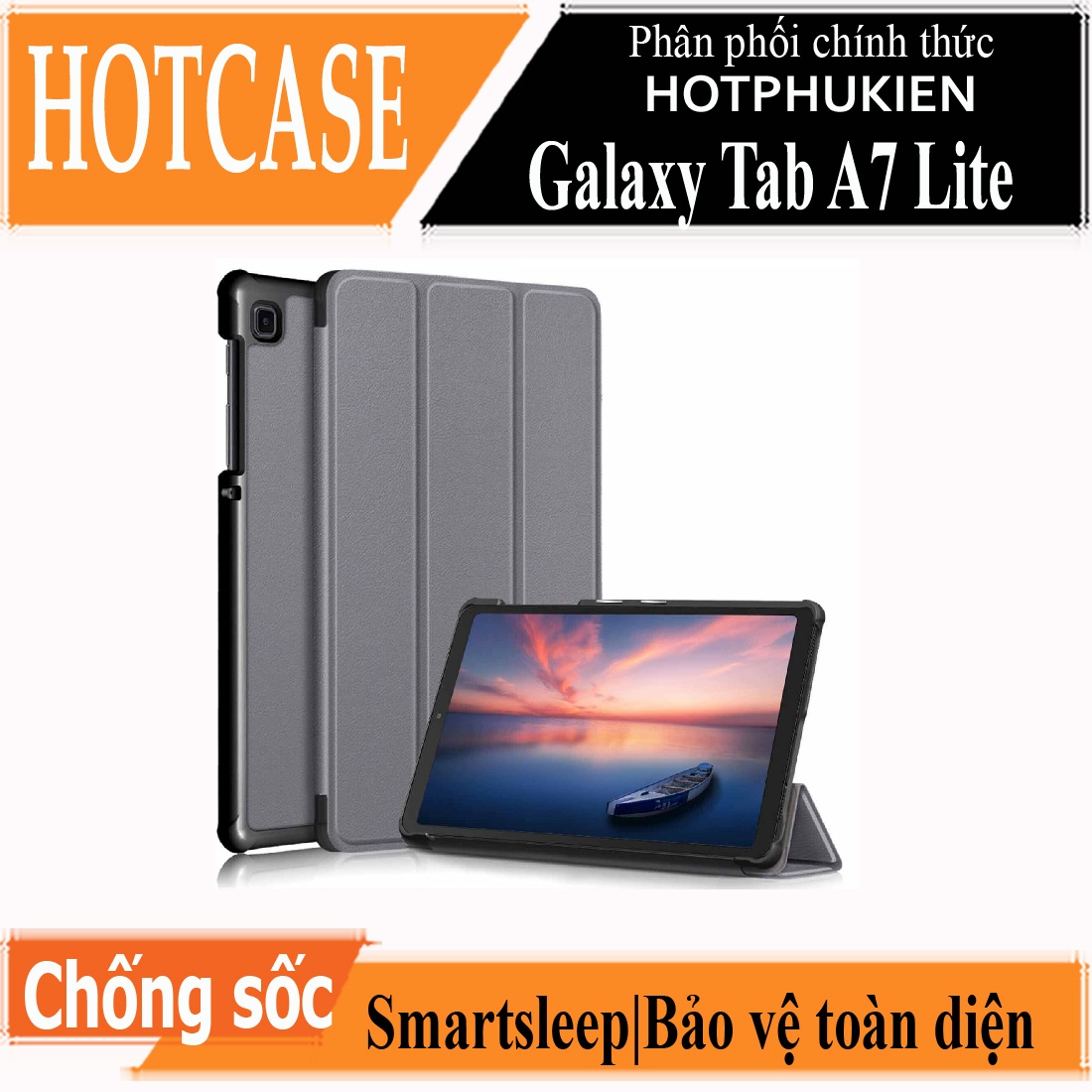 Case bao da chống sốc cho Samsung Galaxy Tab A7 Lite 2021 8.4 inch hiệu HOTCASE thiết kế siêu mỏng hỗ trợ Smartsleep, gập nhiều tư thế, mặt da siêu mịn - hàng nhập khẩu