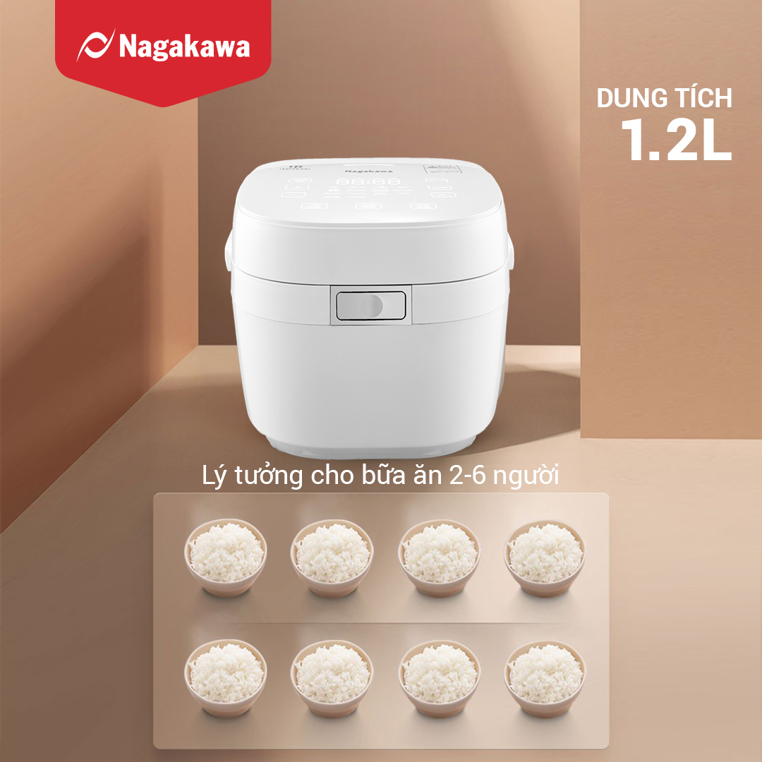 Nồi cơm điện cao tần Nagakawa NAG0140 - 12 chế độ nấu - Giảm tinh bột - Hàng chính hãng