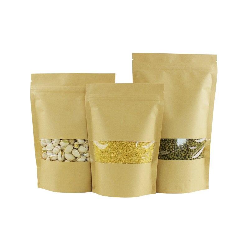 Túi zip giấy kraft đựng thực phẩm 1KG Túi zip giấy kraft có cửa sổ đáy đứng