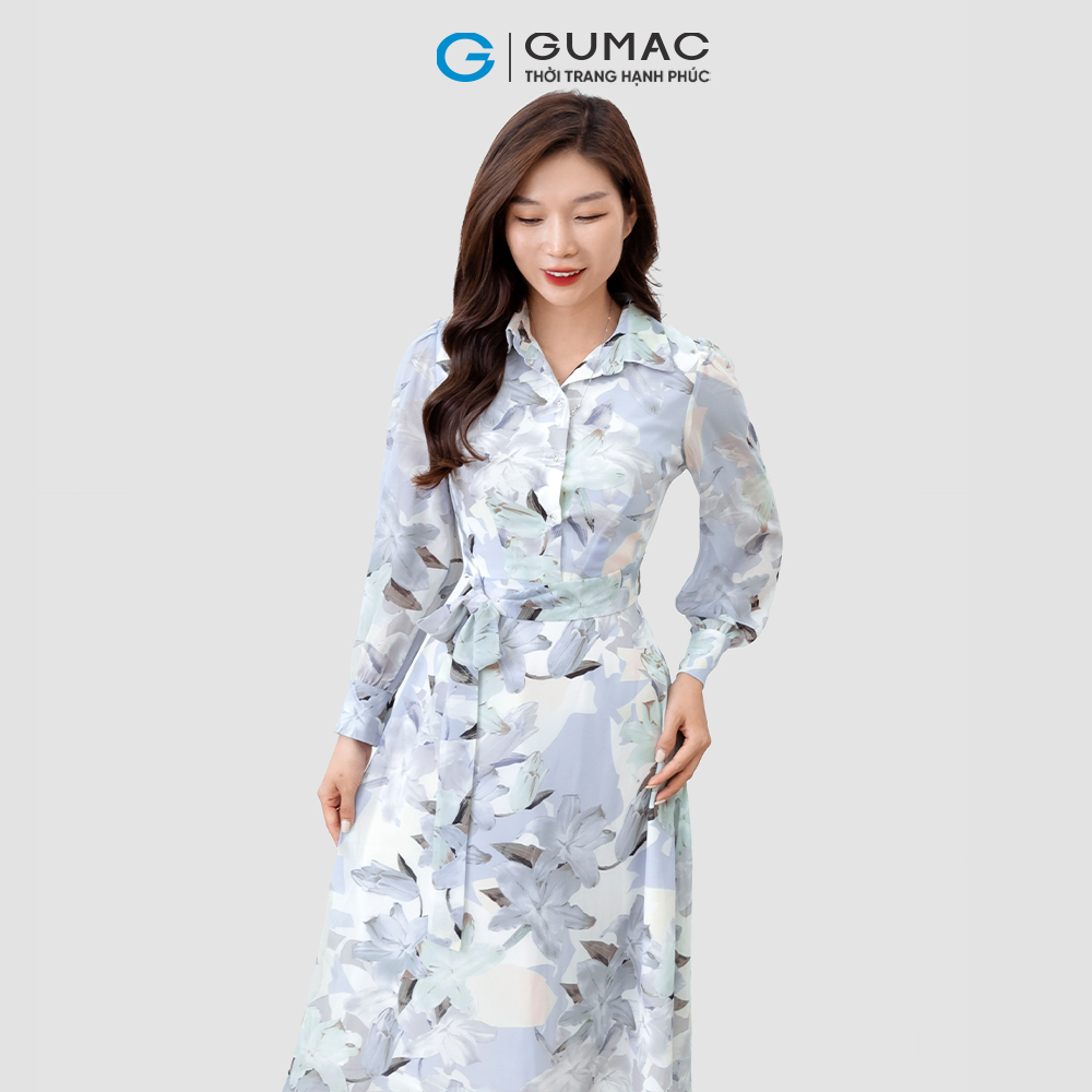 Đầm phối nơ eo GUMAC DD03045