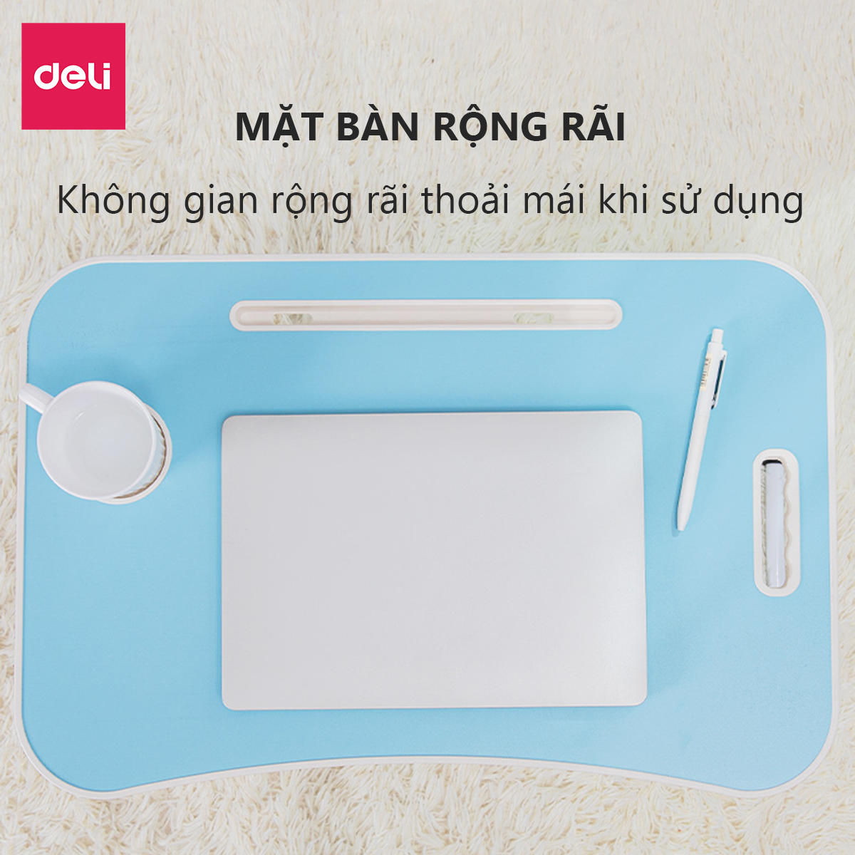 Hình ảnh Bàn Gấp Học Sinh Thông Minh Gấp Gọn Có Khe Máy Tính Bảng Và Ổ USB Tuỳ Loại Deli - Bàn Xếp Laptop Đa Năng Có Thể Gấp Gọn - Nhiều Màu