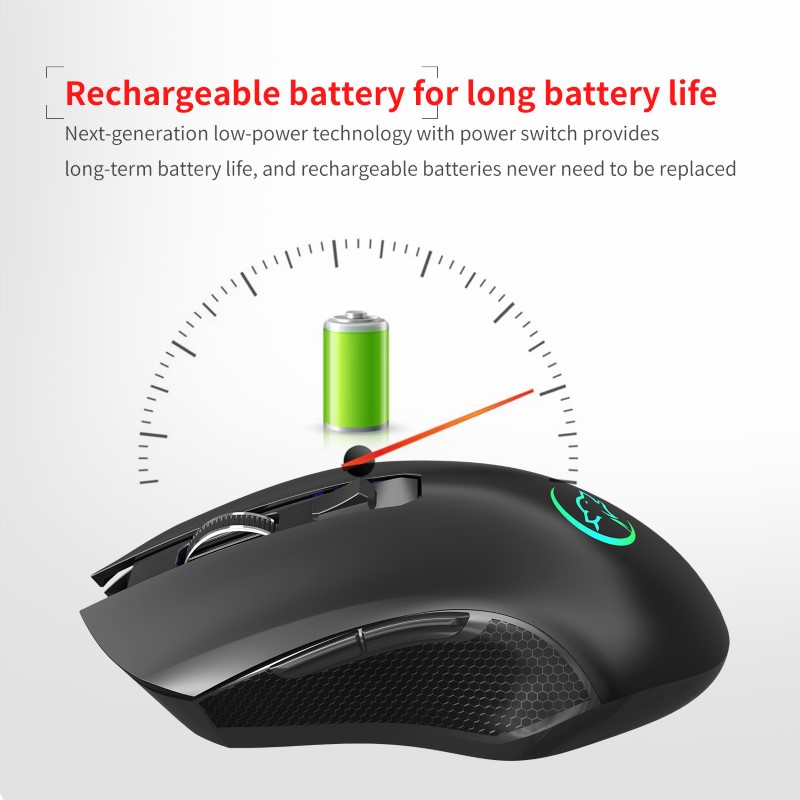 Chuột Không Dây Pin sạc Ghost Wolf G851 công thái học chống mỏi cổ tay Cho máy tính laptop hàng nhập khẩu