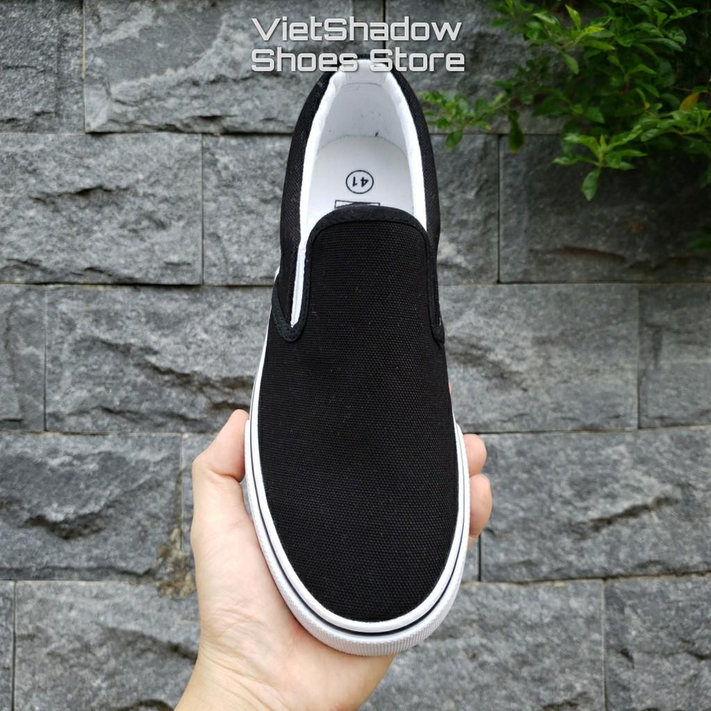 Slip on nam - Giày lười vải nam LEiNiER - Chất liệu vải bố 3 màu (đen), (trắng) và (đen tuyền) - Mã SP 228