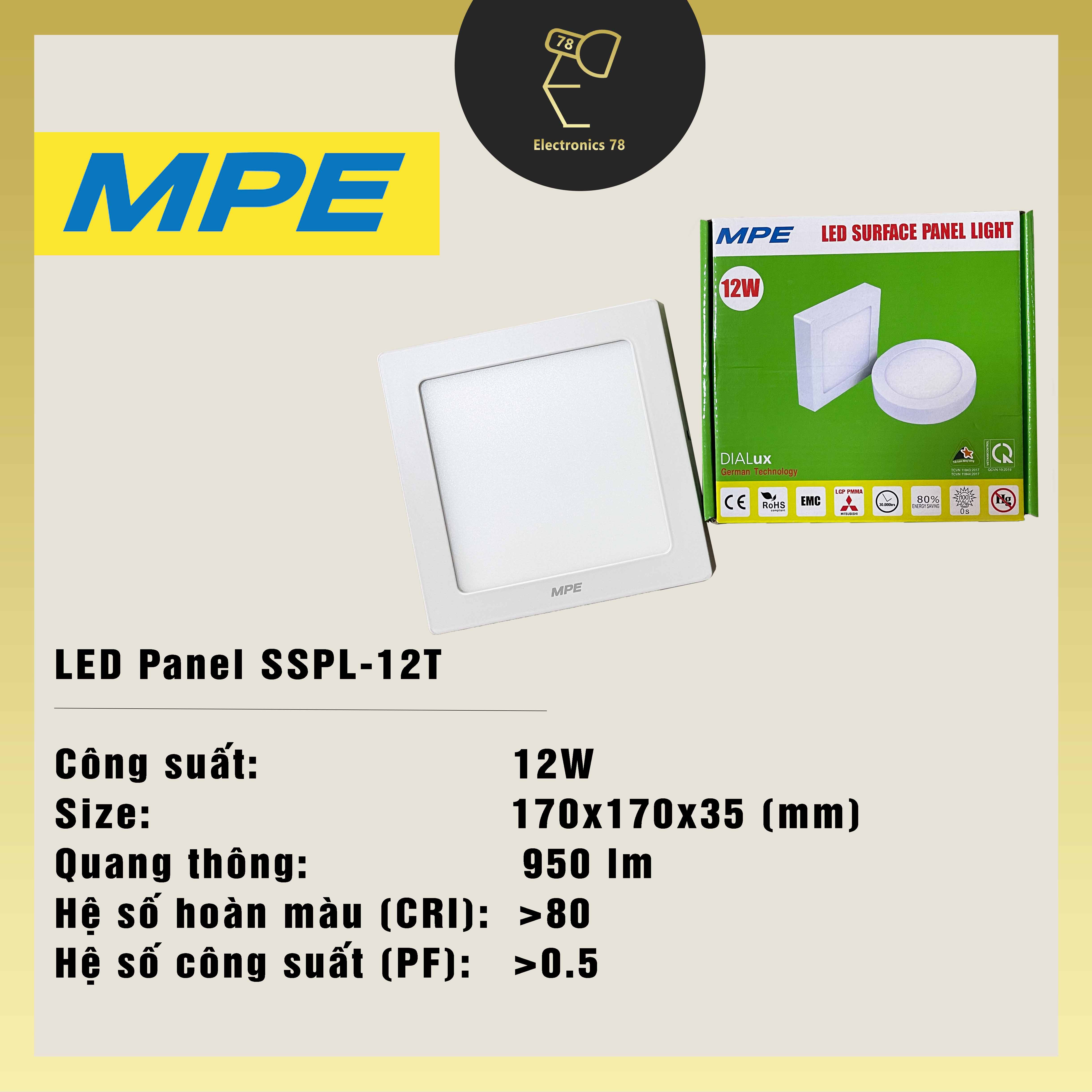 Đèn Led ốp trần Vuông, Ốp Vuông nổi ngoài ban công MPE