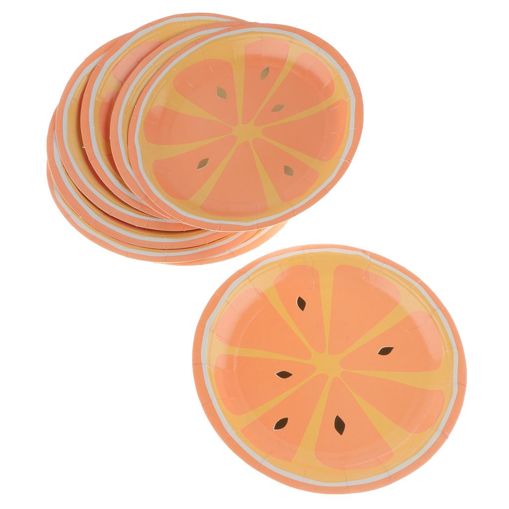 8 Pieces Gilding Fruit Lemon Paper Plates Disposable Party Cake Tray
