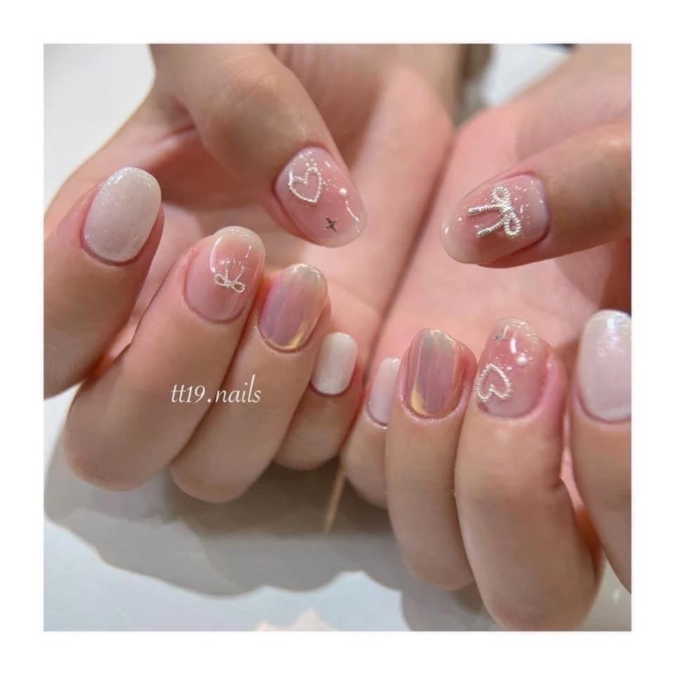 Set 50 Charm Nơ Bạc Nơ Gân Thừng Bằng Hợp Kim Sáng Bóng Làm Nail Cao Cấp Trang Trí Gắn Móng Điệu Đà
