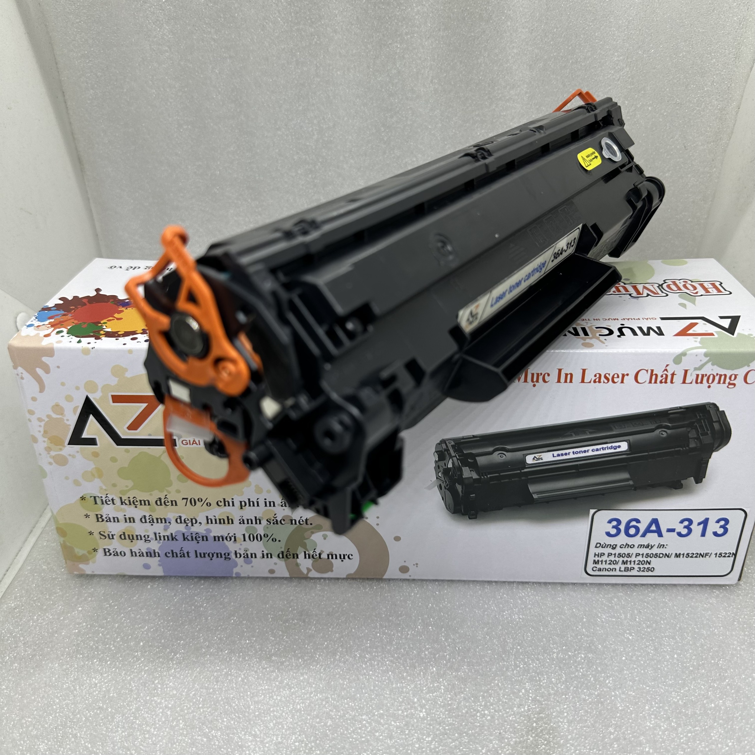 Hộp mực AZ 36A/313 Có lỗ đổ mực dùng cho máy in Hp 1505, M1522nf, M1120 - hàng chính hãng