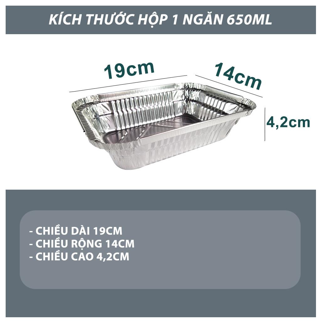 SET 10 KHAY LÁ NHÔM 650ML (KHAY GIẤY BẠC CÓ NẮP) - FOOD ALUMINUM BOX - ĐỰNG THỰC PHẨM DÙNG 1 LẦN