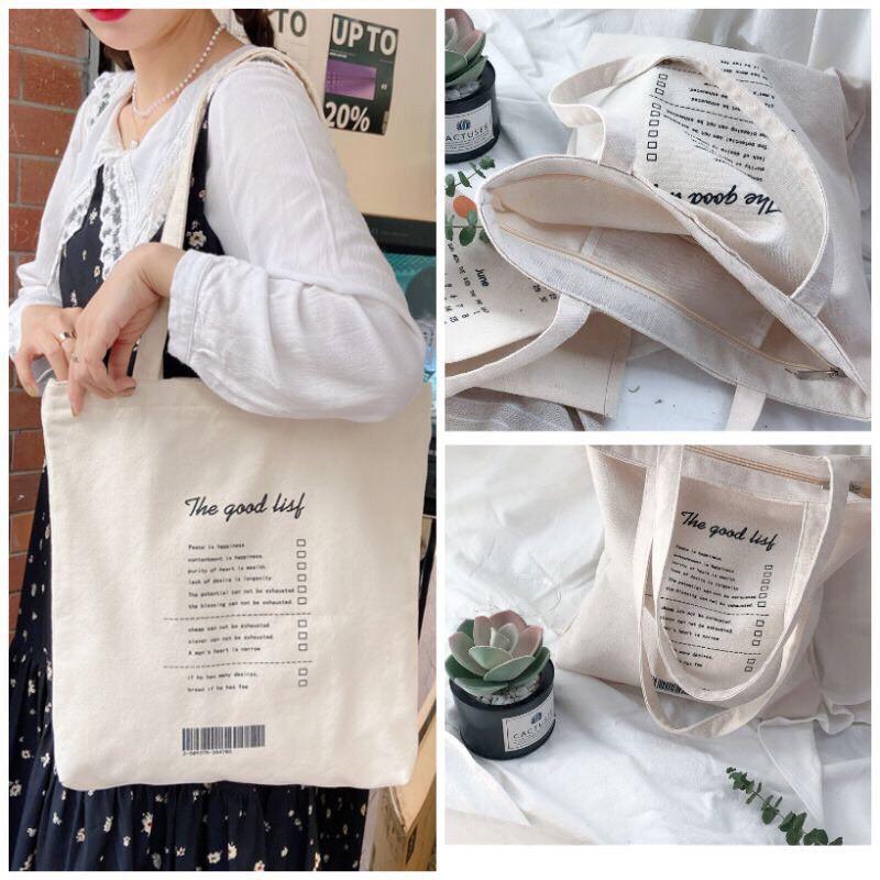TÚI TOTE IN CHỮ &quot;THE GOOD LIST