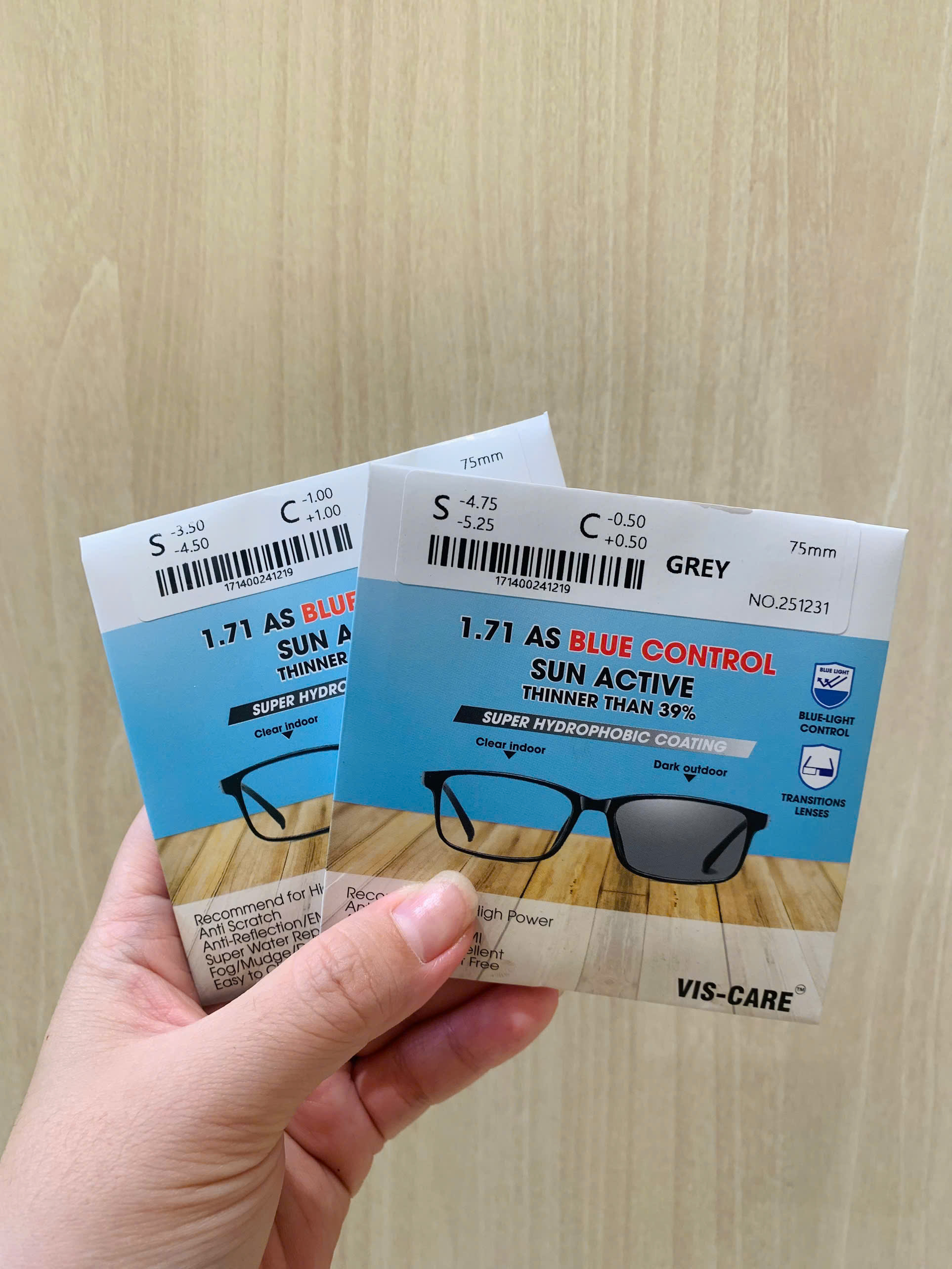 Tròng kính viscare siêu mỏng 1.71 cận/viễn/loạn đổi màu chống ánh sáng xanh chính hãng mắt kính OURESS