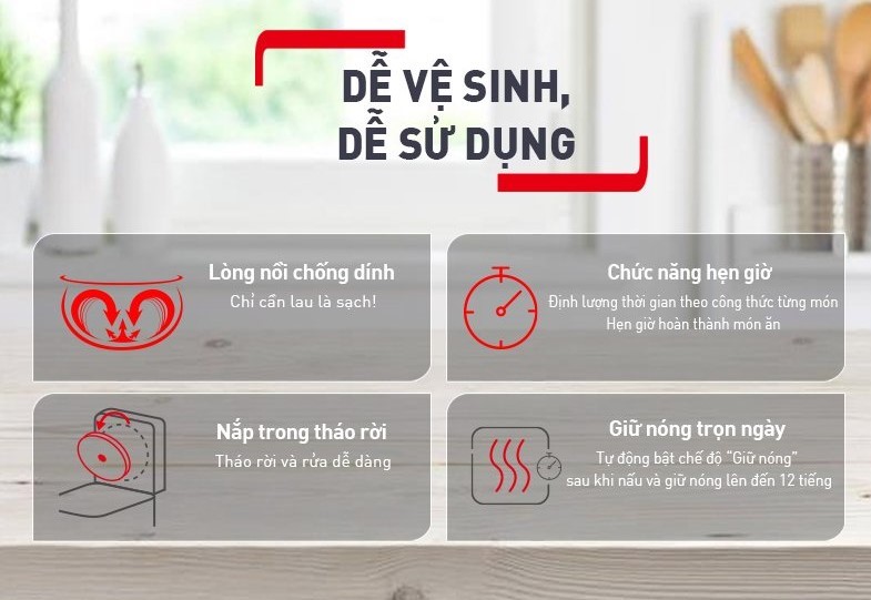 Nồi cơm điện tử Tefal 1.8L - Lòng nồi siêu dày 4mm RK776B68 - Xám - Hàng chính hãng