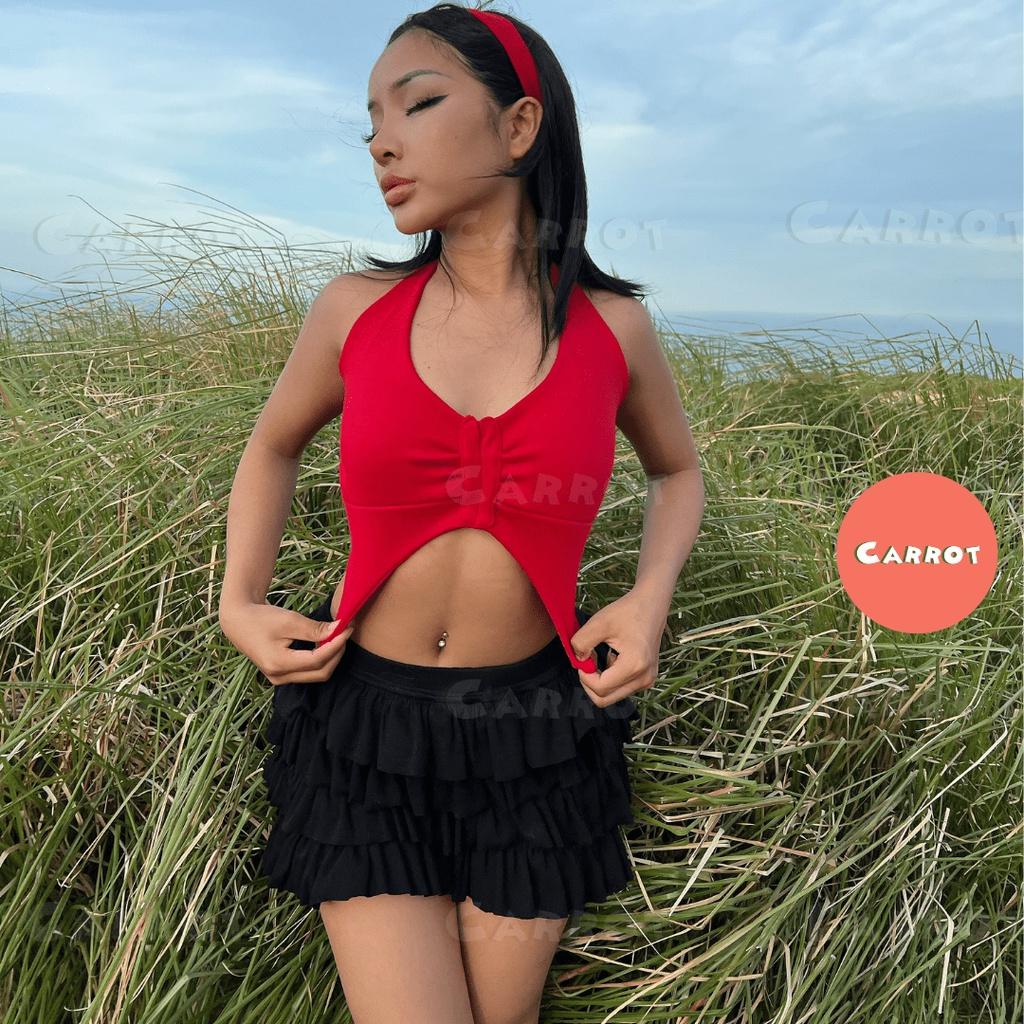 Aó croptop khoét ngực sexy cột dây tôn dáng trendy thời trang nữ carrotxinhdep