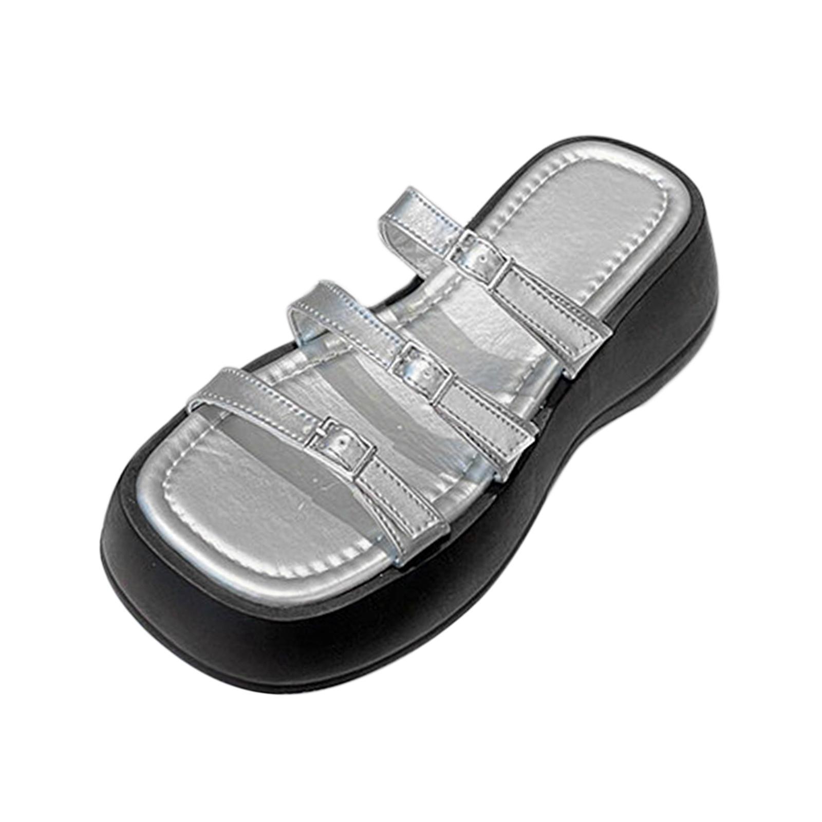 Women Platform Slide Sandals Slip on Sandals Versatile Anti Slip Open Toe Casual Trendy Summer Beach Shoes Platform Slippers for Pool Street