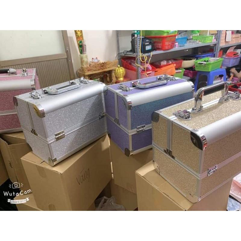 Cốp nhôm nhũ đựng đồ nail, mi, trang điểm