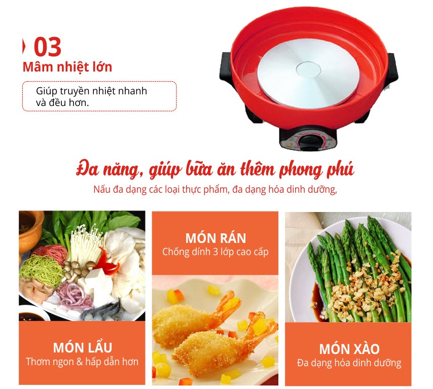 Nồi Lẩu Điện Đa Năng SATO 50NL41 (5 lít) - Hàng Chính Hãng