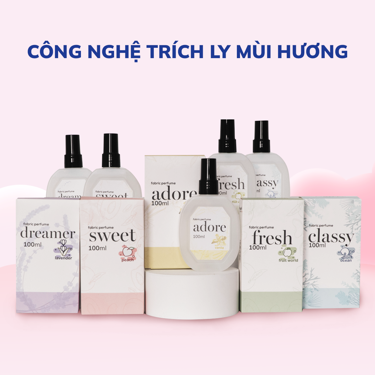 Xịt thơm quần áo Lovenose 100ml chiết xuất thiên nhiên thơm mát khửi mùi hôi và mang lại hương thơm lâu dài