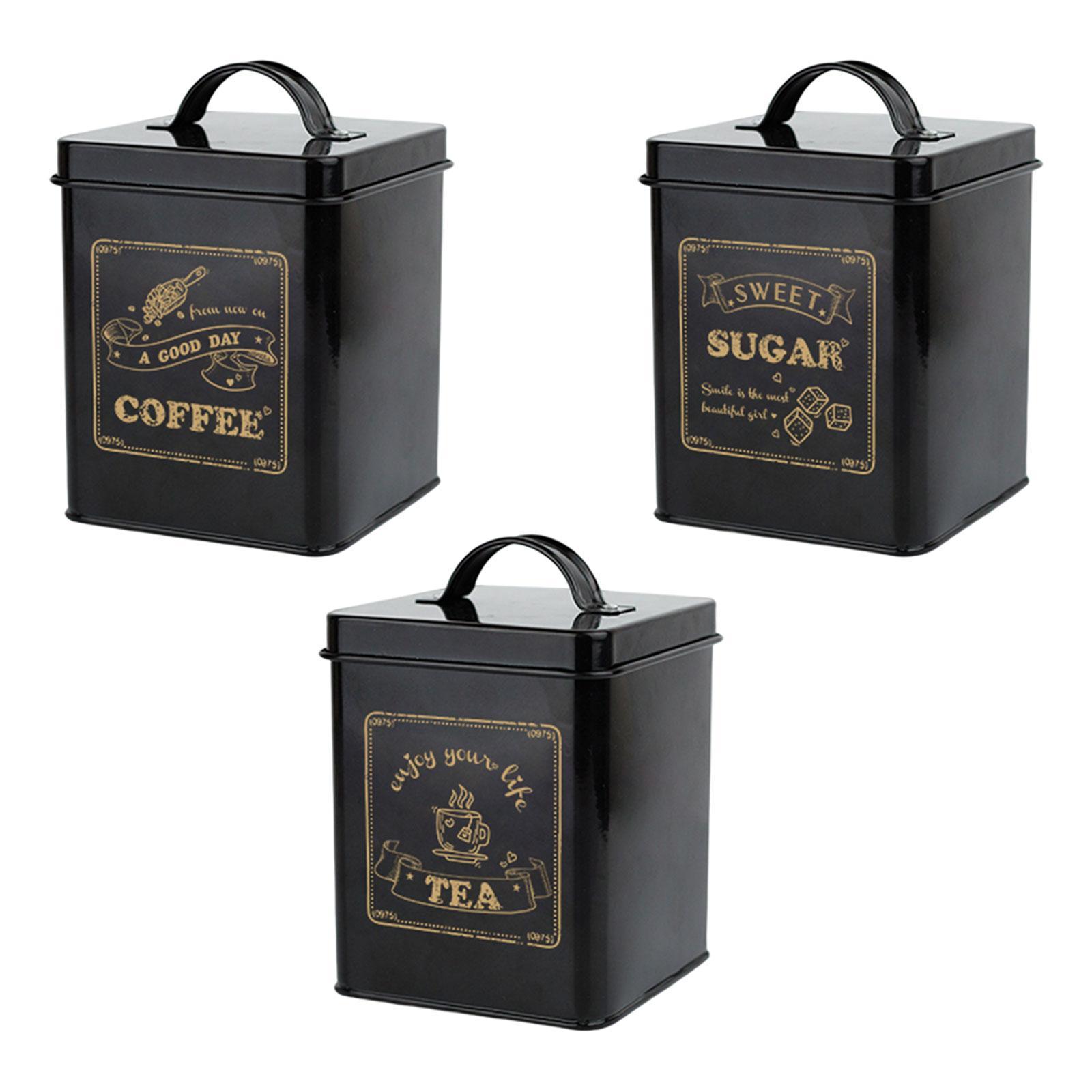 3 Pieces Kitchen Counter Canister Set Food Jars 1.5L Stylish Kitchen Utensils Vintage Canisters Rustic Decors for Bedroom Kitchen Cafe Office
