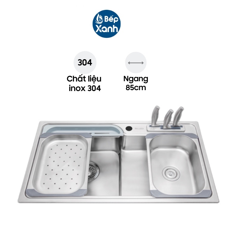 Chậu Rửa Chén Malloca MS 1028D - Inox 304 - Ngang 85cm - Hàng Chính Hãng