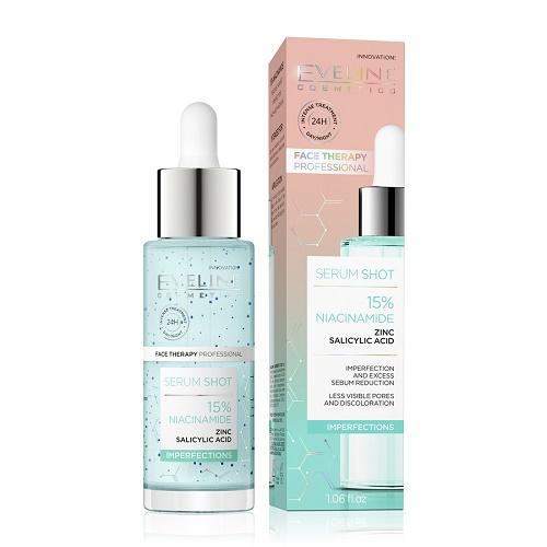 [Tặng son dưỡng môi] Tinh chất dưỡng da Eveline Serum Shot ngừa mụn, se khít lỗ chân lông Niacinamide 30ML