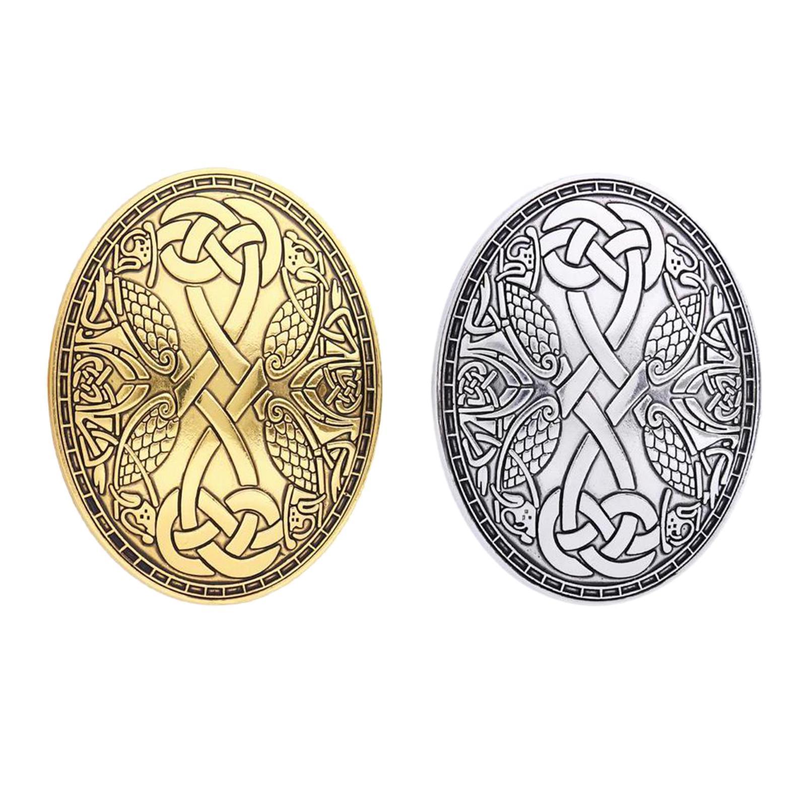 2Pcs Vintage Designed Oval Brooch Cloak Shawl Pin Sweater Accessories