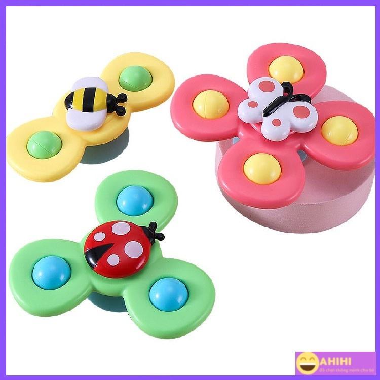 Set 3 đồ chơi con quay spinner hình côn trùng vui nhộn cho bé, có thể dính tường phát âm thanh hàng chuẩn